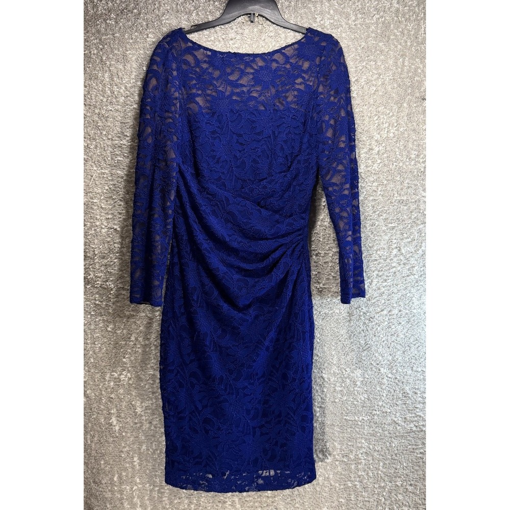 Lauren Ralph Lauren Royal Blue Floral Lace Sheath Dress 6 Wedding Guests Preppy